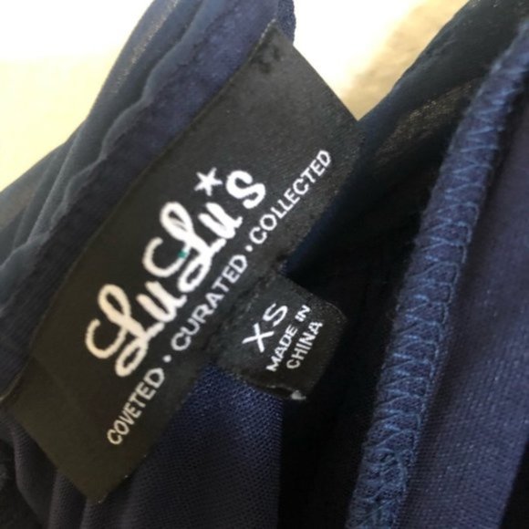 Lulu’s Perfectly Poised Off-the-Shoulder Maxi Navy Blue XS - Picture 7 of 8